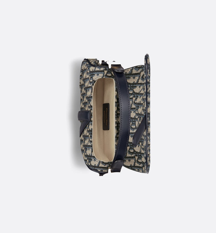 Mini Saddle Bag with Strap • Blue Dior Oblique Jacquard
