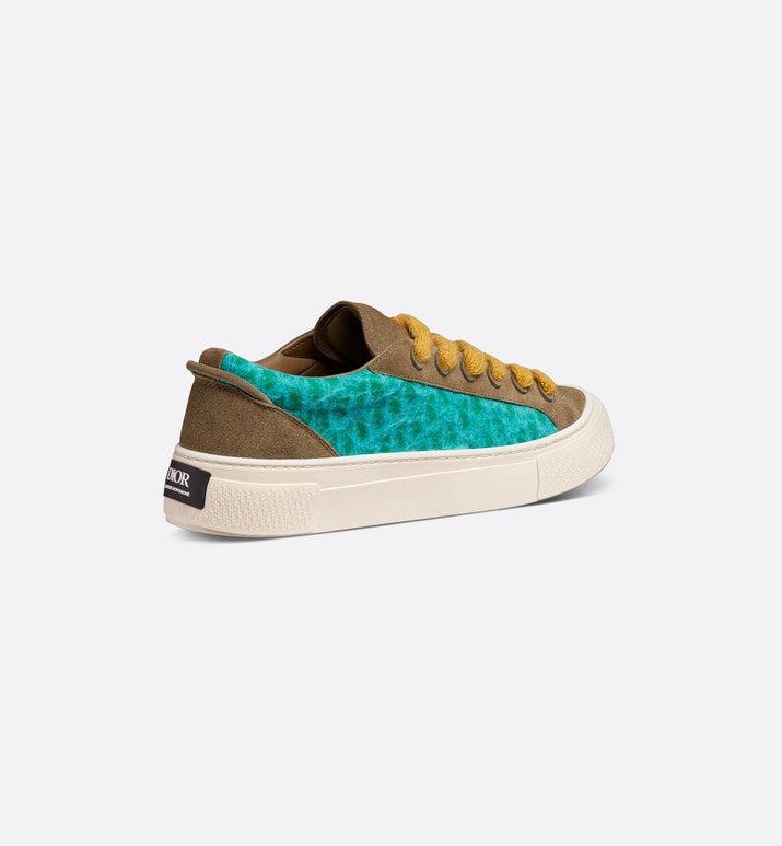 B33 Sneaker - LIMITED AND NUMBERED EDITION - with Digital Twin • Turquoise Dior Oblique Mohair and Brown Suede