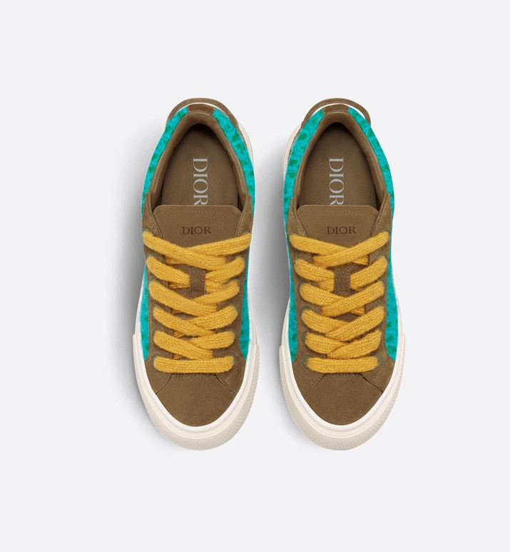 B33 Sneaker - LIMITED AND NUMBERED EDITION - with Digital Twin • Turquoise Dior Oblique Mohair and Brown Suede