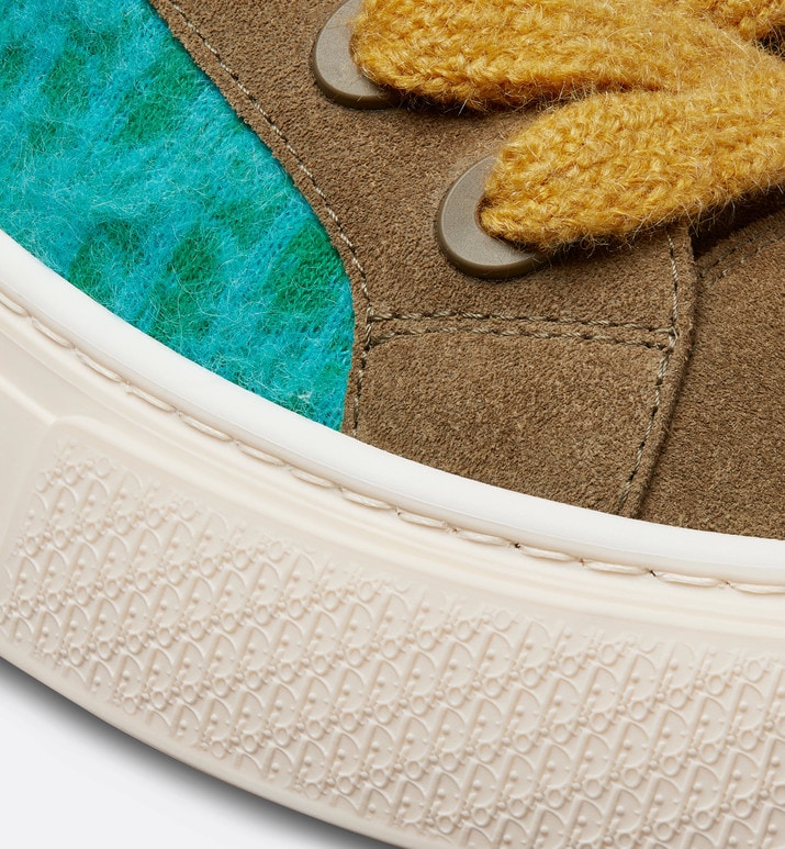 B33 Sneaker - LIMITED AND NUMBERED EDITION - with Digital Twin • Turquoise Dior Oblique Mohair and Brown Suede