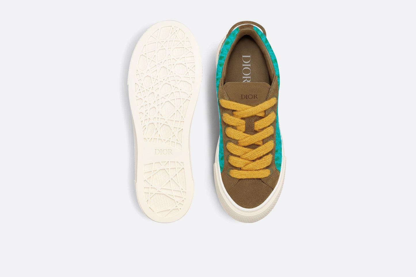 B33 Sneaker - LIMITED AND NUMBERED EDITION - with Digital Twin • Turquoise Dior Oblique Mohair and Brown Suede