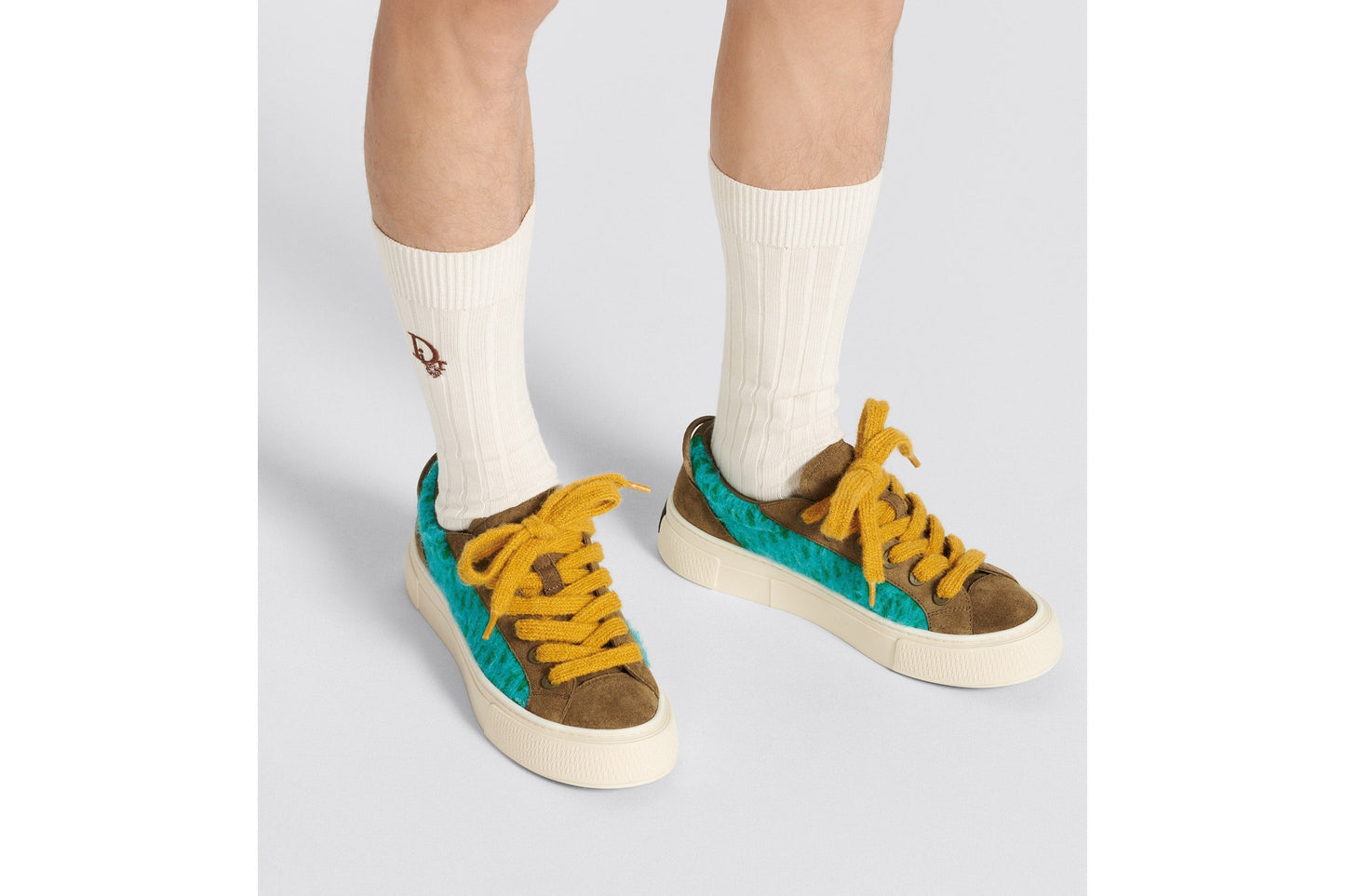 B33 Sneaker - LIMITED AND NUMBERED EDITION - with Digital Twin • Turquoise Dior Oblique Mohair and Brown Suede