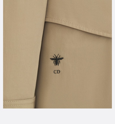 Belted Trench Coat with Criss Cross Collar • Beige Cotton Gabardine