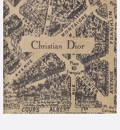 Mid-Length Shirt Dress • Beige and Black Cotton Voile with Plan de Paris Motif