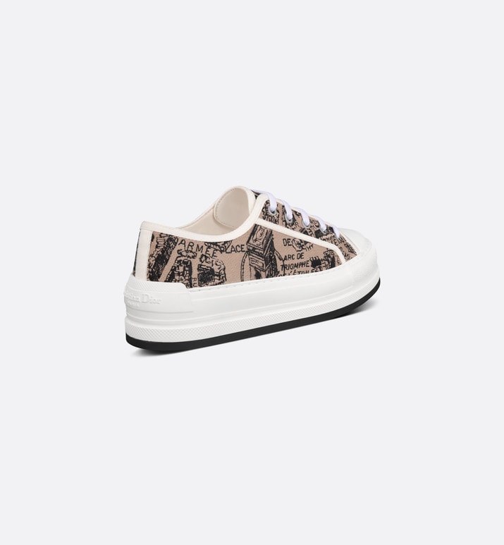 Walk'n'Dior Platform Sneaker • Beige and Black Cotton Embroidered with Plan de Paris Motif