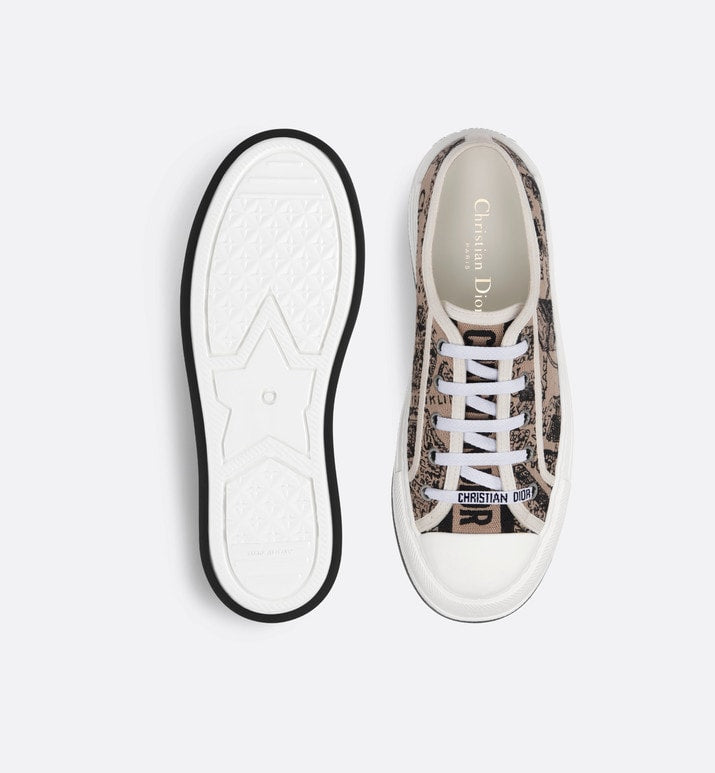 Walk'n'Dior Platform Sneaker • Beige and Black Cotton Embroidered with Plan de Paris Motif
