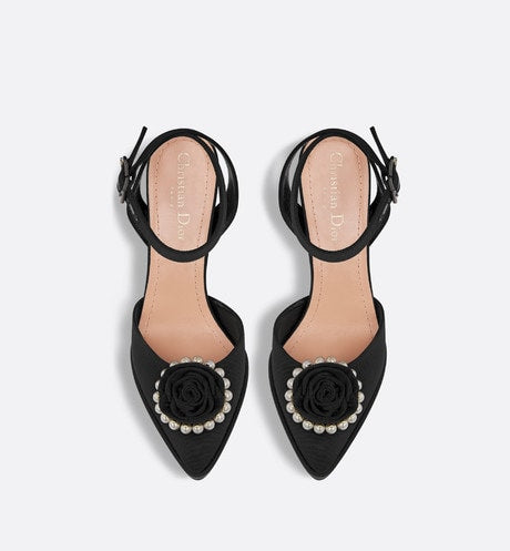 Dior Rose Pump • Black Grosgrain and White Resin Pearls