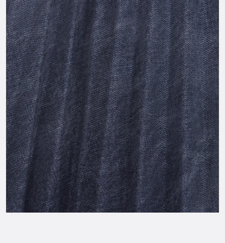Pleated Mid-Length Skirt • Gradient Blue Cotton Denim