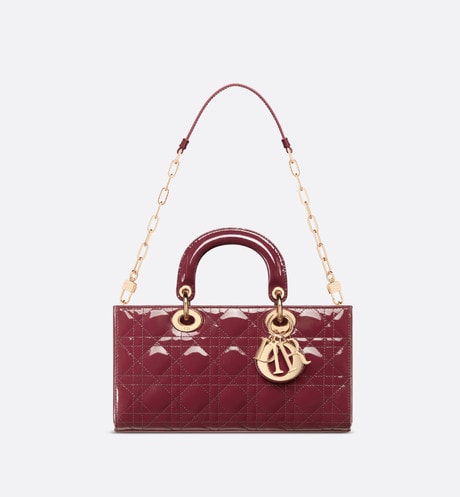Medium Lady D-Joy Bag • Deep Fuchsia Patent Cannage Calfskin