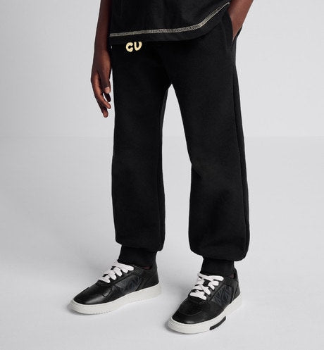 Kid's Track Pants • Black Cotton Fleece