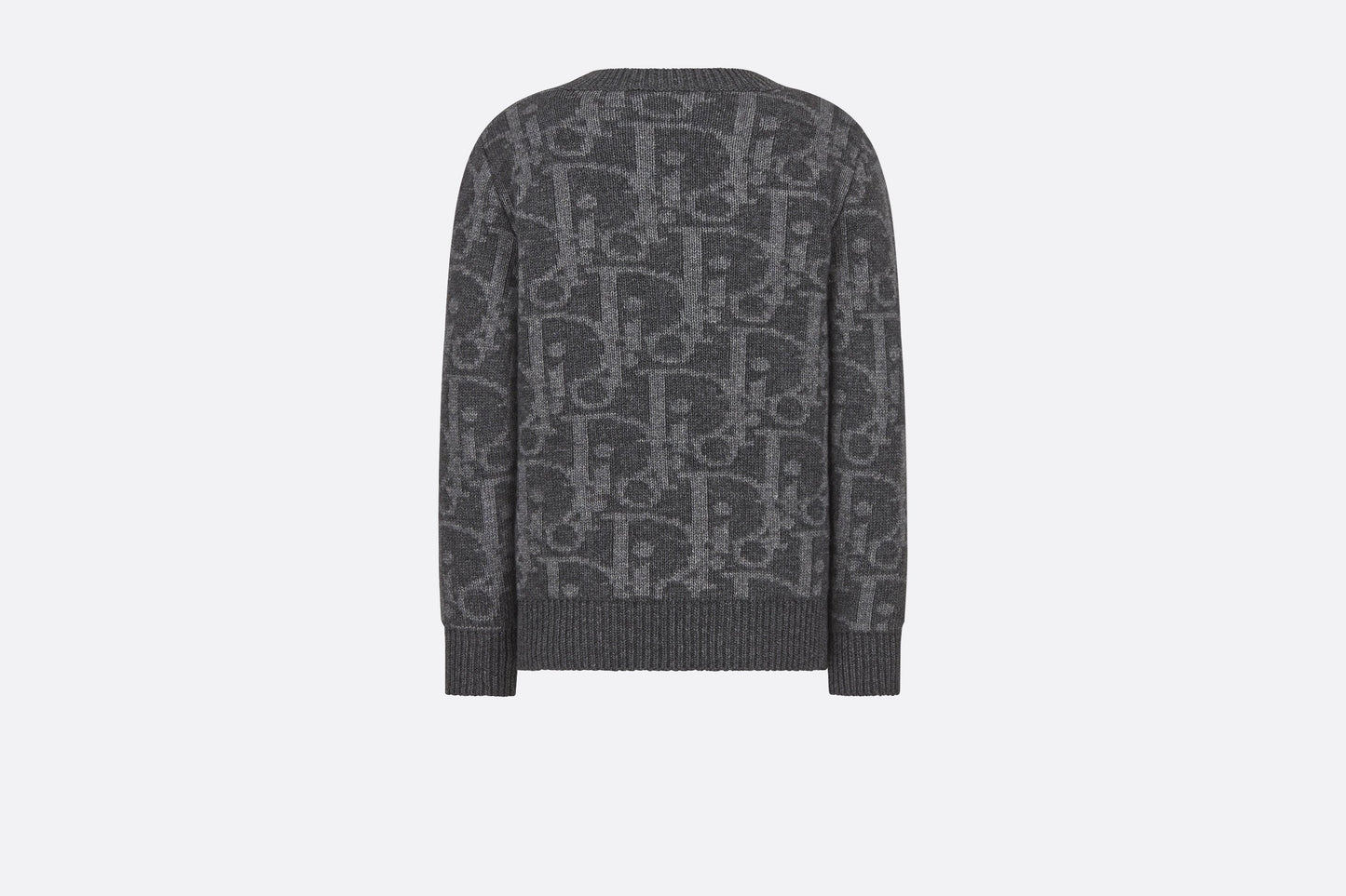 Kid's Sweater • Deep Gray and Gray Dior Oblique Wool and Cashmere-Blend Knit Jacquard