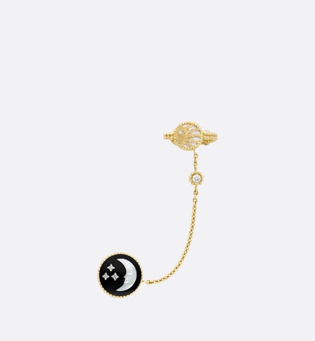 Rose Céleste Earring • Yellow Gold, Platinum, Diamonds, Mother-of-Pearl and Onyx