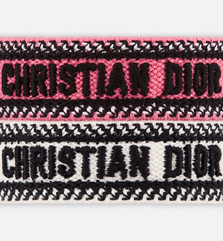 Christian Dior Bracelet Set • Peach Blossom Pink and White Embroidery