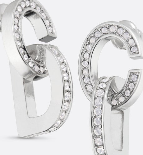 CD Lock Earrings • Silver-Finish Metal and Silver-Tone Crystals