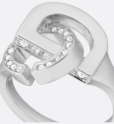 CD Lock Ring • Silver-Finish Metal and Silver-Tone Crystals