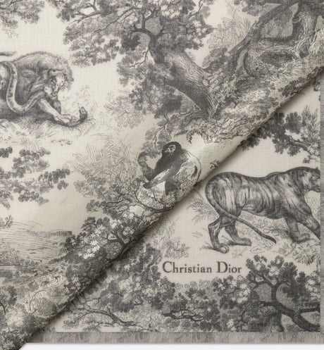 Toile de Jouy Sauvage Stole • Ivory and Gray Cashmere