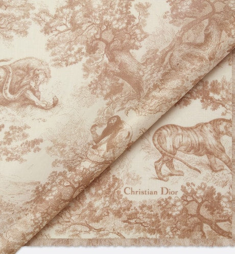 Toile de Jouy Sauvage Stole • Ivory and Beige Cashmere