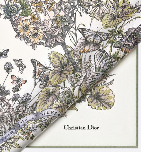 Butterfly Around the World 90 Square Scarf • Pastel Peyote Green Silk Twill