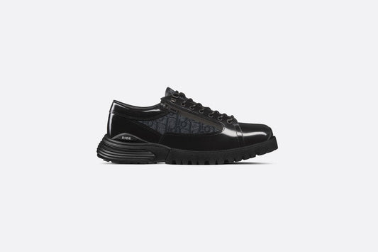 Dior Combat Derby Shoe • Black polished calfskin and Dior Oblique jacquard