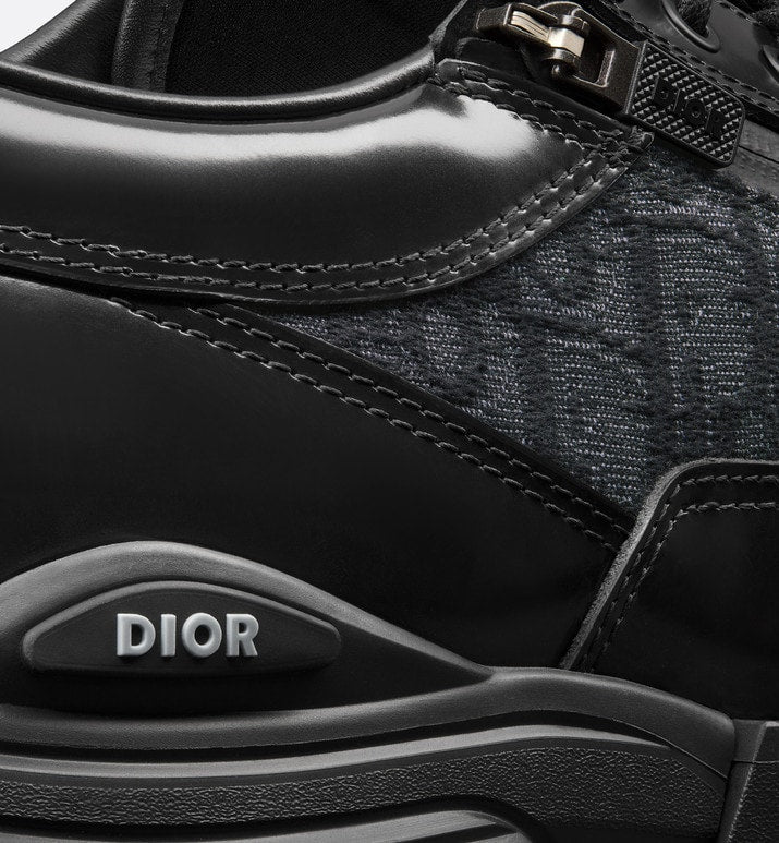 Dior Combat Derby Shoe • Black polished calfskin and Dior Oblique jacquard
