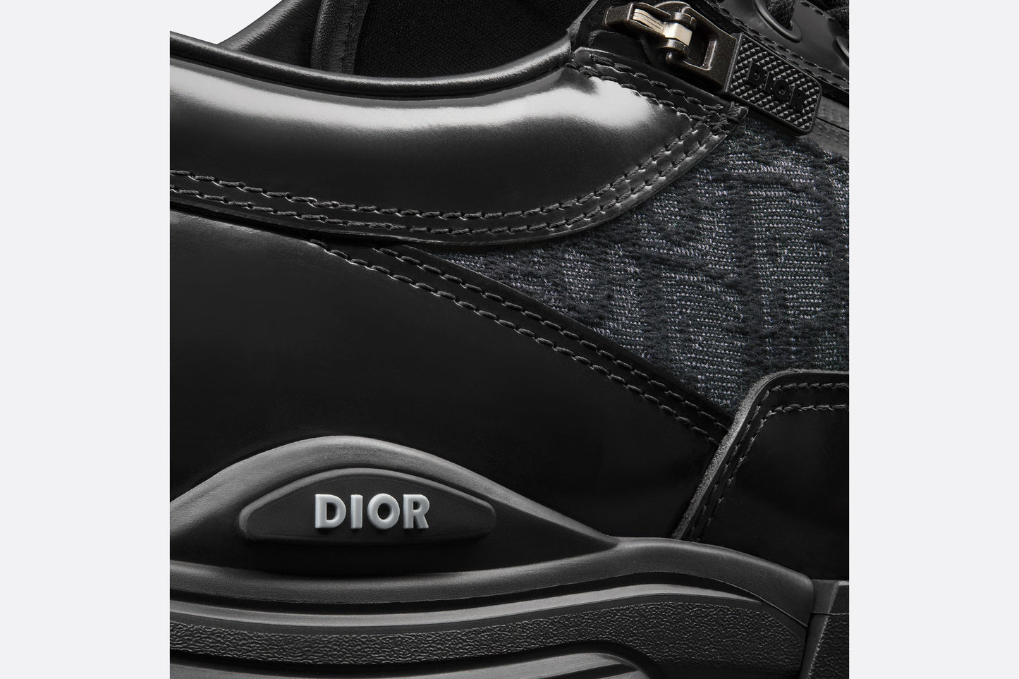 Dior Combat Derby Shoe • Black polished calfskin and Dior Oblique jacquard