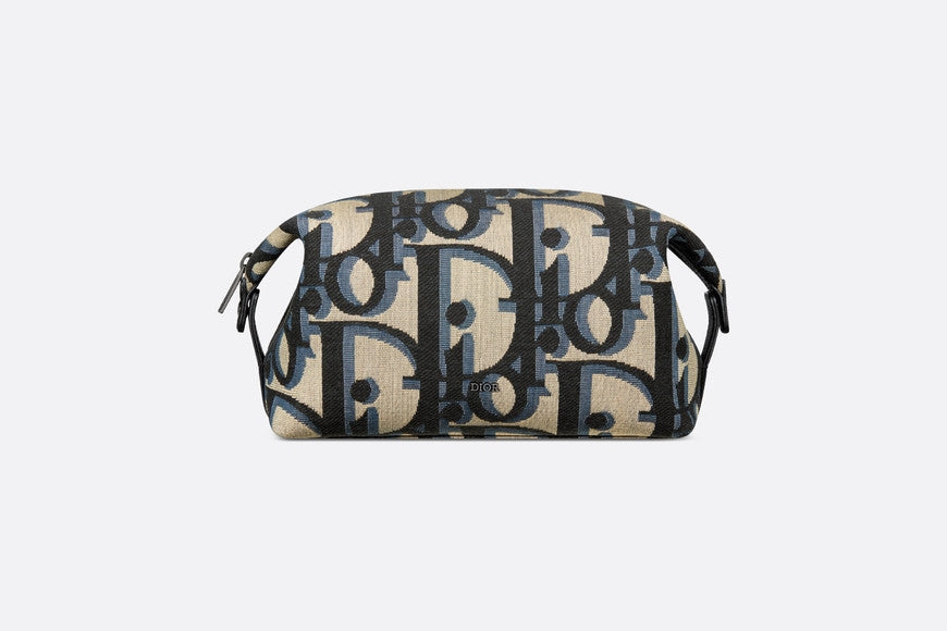 Toiletry Bag • Beige and Black Maxi Dior Oblique Jacquard