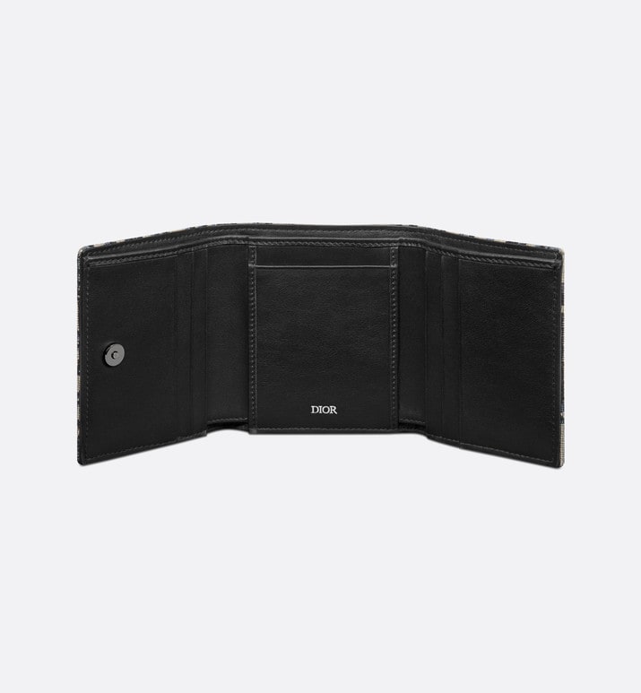 Trifold Wallet • Beige and Black Dior Oblique Jacquard