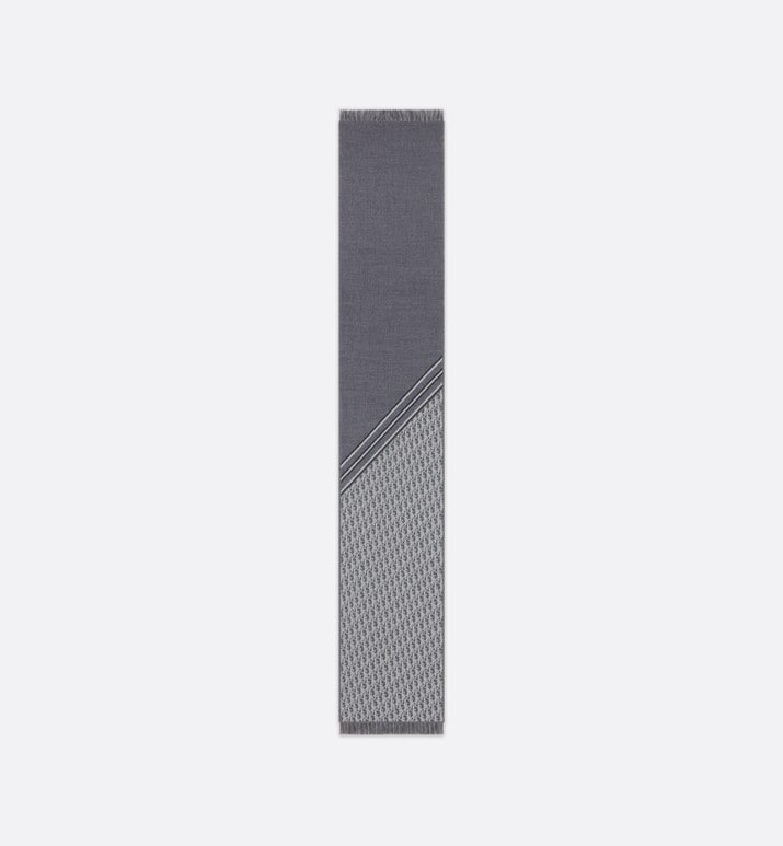 Dior Oblique Scarf • Gray and White Wool
