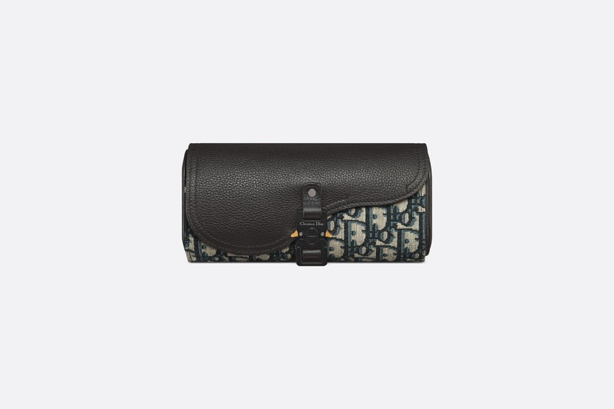 Saddle Watch Case • Beige and Black Dior Oblique Jacquard and Black Grained Calfskin