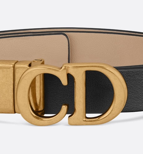 Reversible Saddle Belt • Black and Powder Beige Smooth Calfskin, 20 MM