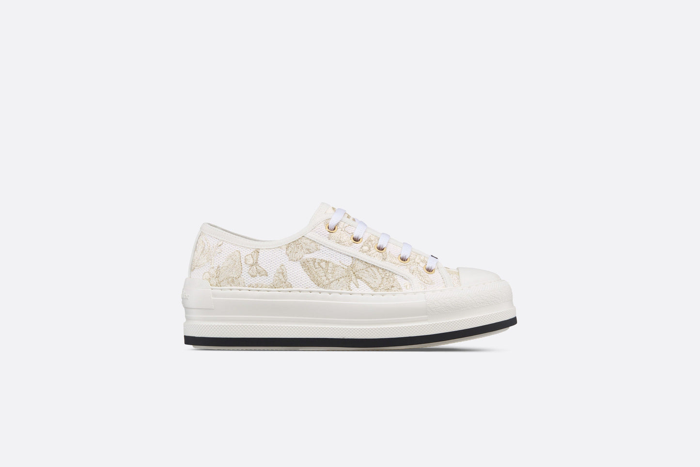 Walk'n'Dior Platform Sneaker • White and Gold-Tone Toile de Jouy Mexico Embroidered Cotton with Metallic Thread