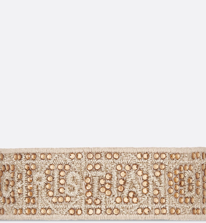 Christian Dior Bracelet • Gold-Tone Cannage Embroidery and Crystals