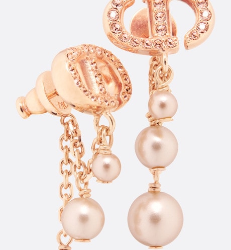 CD Navy Earrings • Pink-Finish Metal with Pink Resin Pearls and Crystals