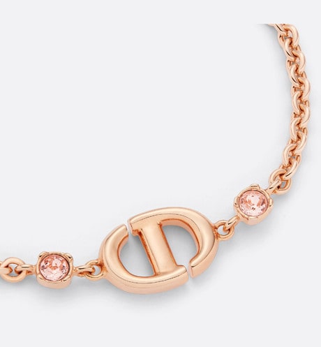 CD Navy Bracelet • Pink-Finish Metal and Pink Crystals