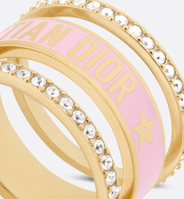 Dior Code Ring Set • Gold-Finish Metal, Silver-Tone Crystals and Melocoton Pink Lacquer