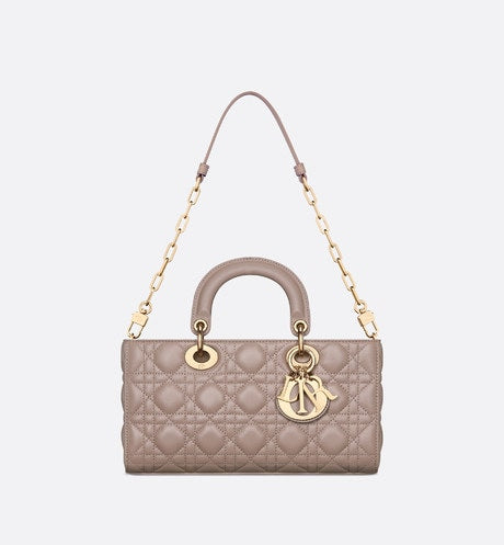 Medium Lady D-Joy Bag • Warm Taupe Cannage Lambskin