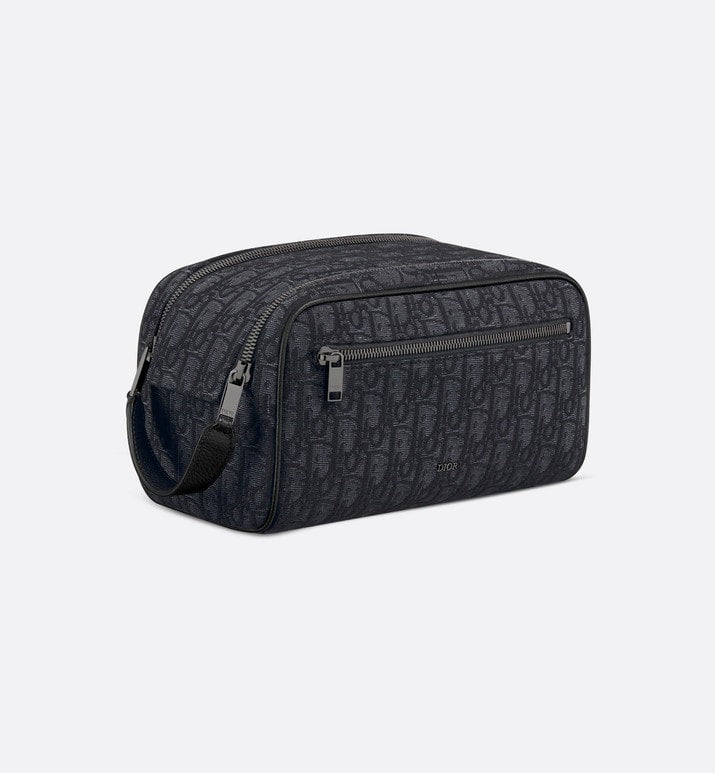 Toiletry Bag • Black Dior Oblique Jacquard and Grained Calfskin