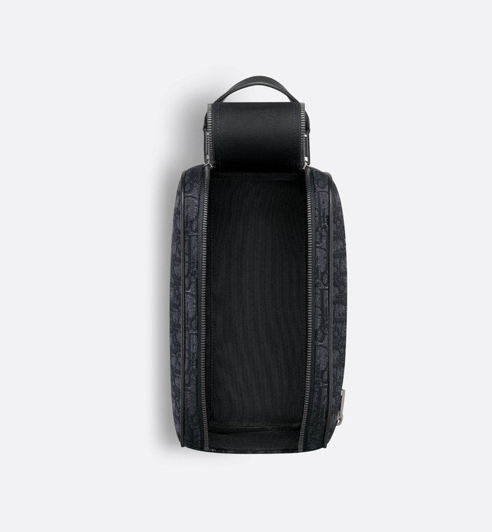 Toiletry Bag • Black Dior Oblique Jacquard and Grained Calfskin