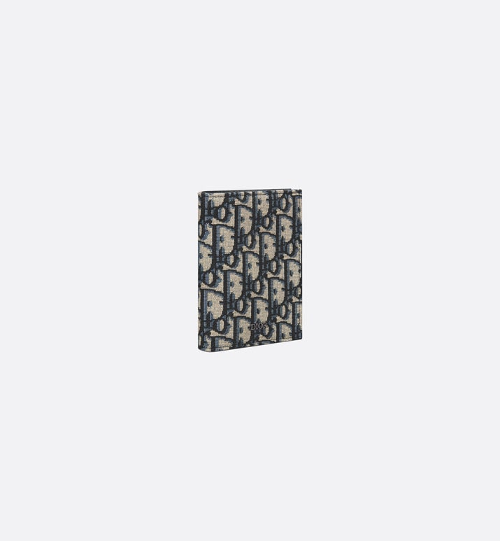 Vertical Compact Card Holder • Beige and Black Dior Oblique Jacquard