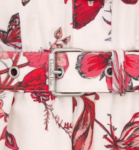 Belted Shirt Dress • White Cotton and Silk Poplin with Red Toile de Jouy Mexico Motif