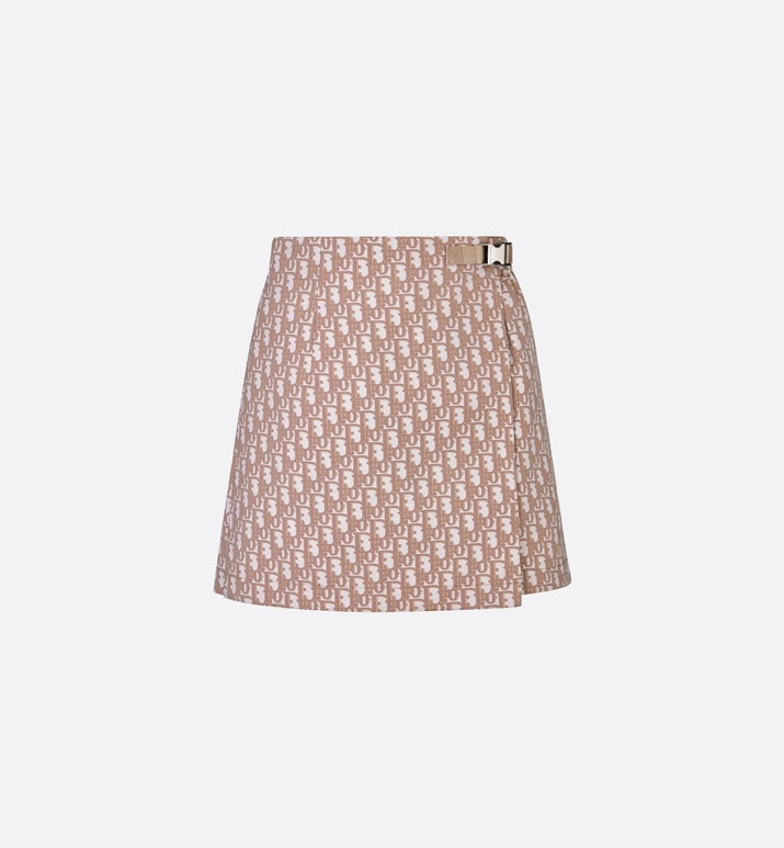 Skort • Melocoton Pink Technical Taffeta Jacquard with Dior Oblique Motif