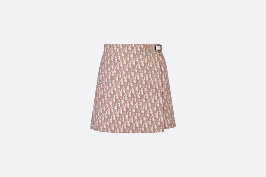 Skort • Melocoton Pink Technical Taffeta Jacquard with Dior Oblique Motif