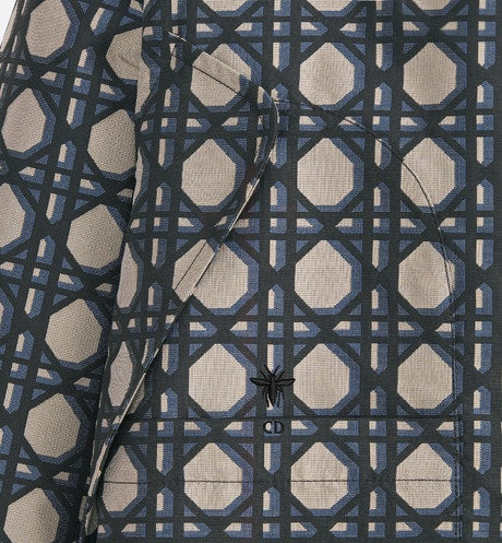 Macrocannage Waterproof Hooded Jacket • Navy Blue Technical Taffeta