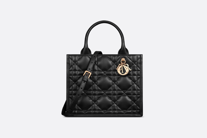 Small Dior Book Tote • Black Macrocannage Calfskin (26.5 x 21 x 14 cm)