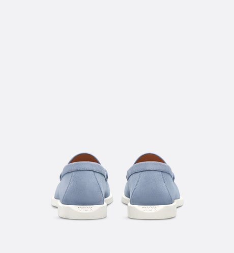 Dior Granville Loafer • Blue Suede with Gray and White Dior Oblique Jacquard