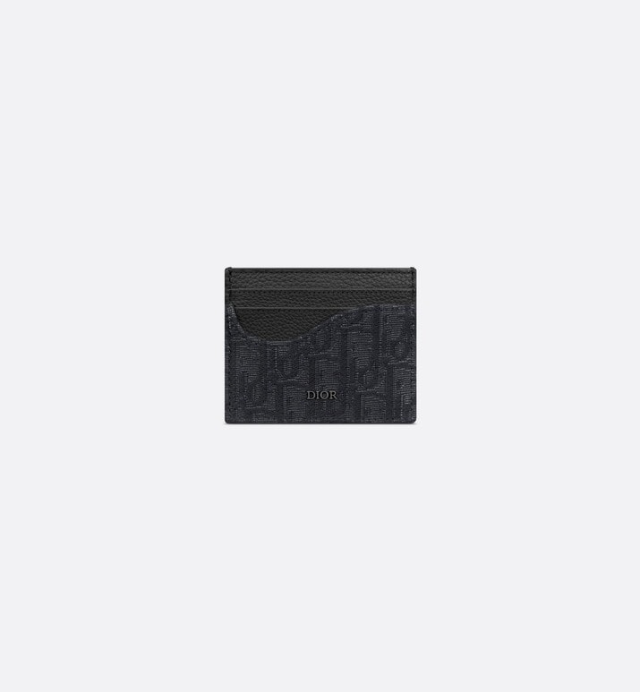 Saddle Card Holder • Black Dior Oblique Jacquard and Grained Calfskin