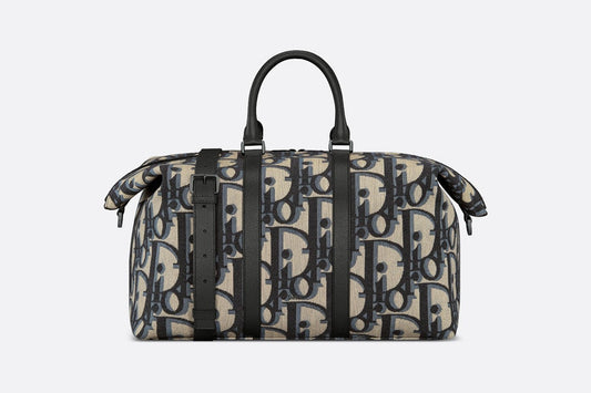 Weekender 50 Bag • Beige and Black Maxi Dior Oblique Jacquard