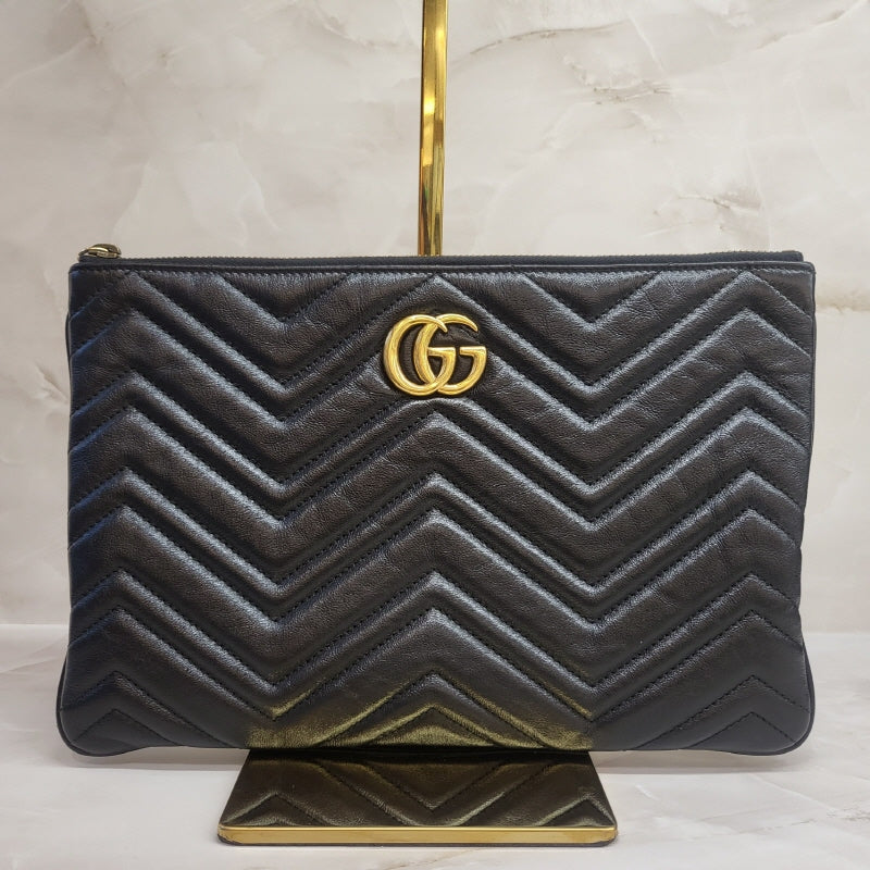 Gucci Black Matelassé GG Marmont Clutch 525541 135870129