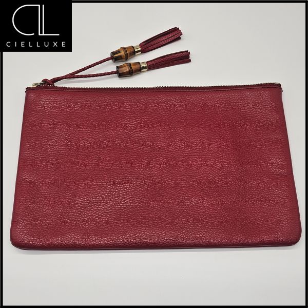 Gucci Bamboo Tassel Clutch Bag (Red) 142136350