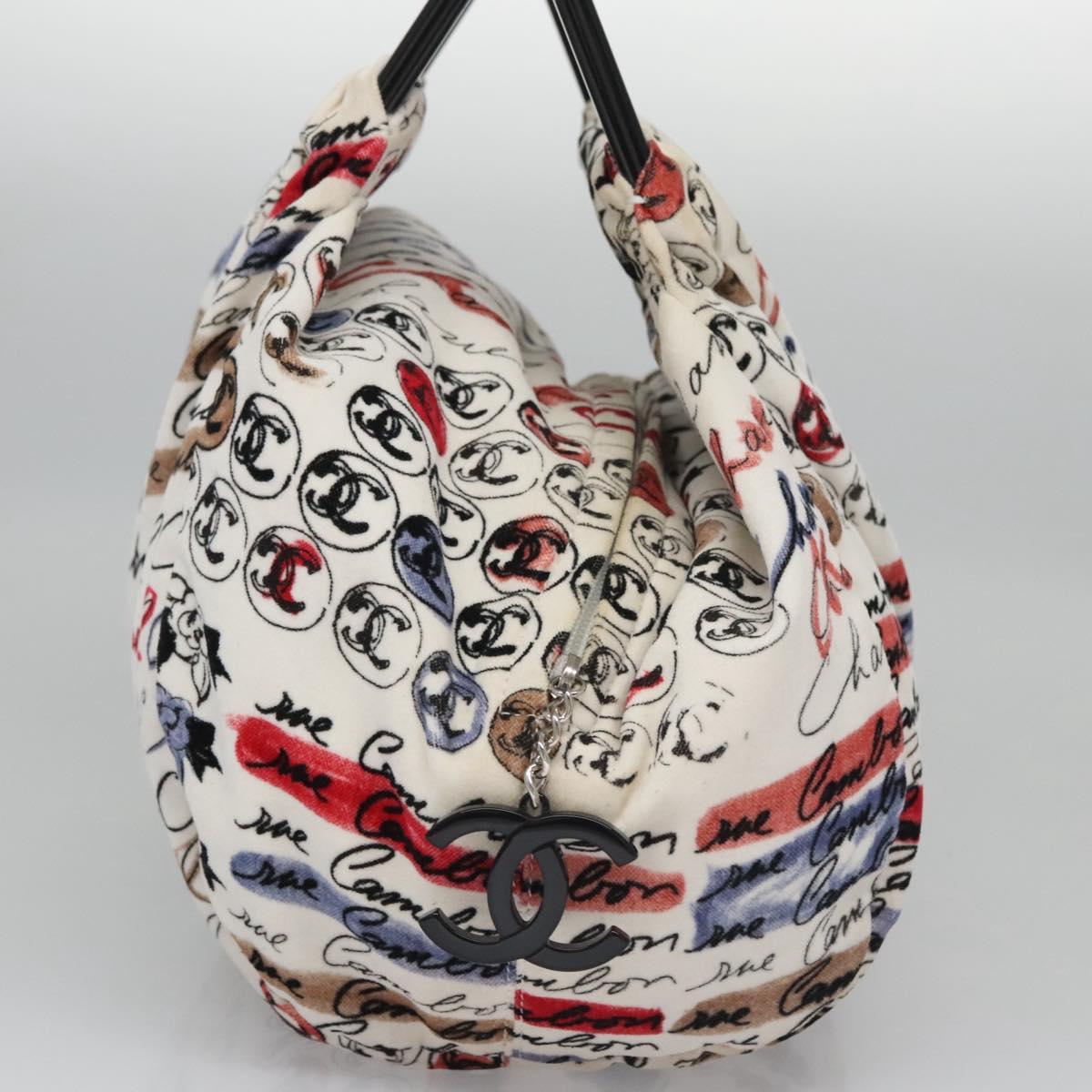 Chanel Cambon White Velvet Handbag ()